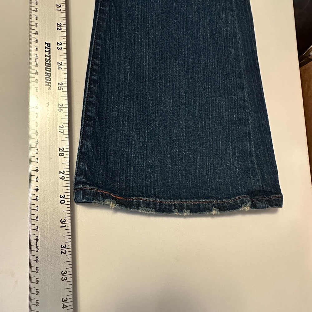 Levis 572 Flare Jeans Mens 12M Dark‎ Wash Distressed Low Rise Denim (34x30) - Picture 8 of 12